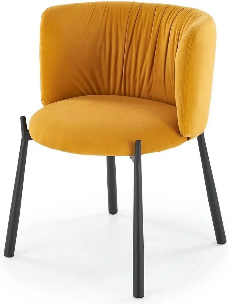 Scaun K531, galben mustar/negru, stofa catifelata/metal, 60x58x76 cm