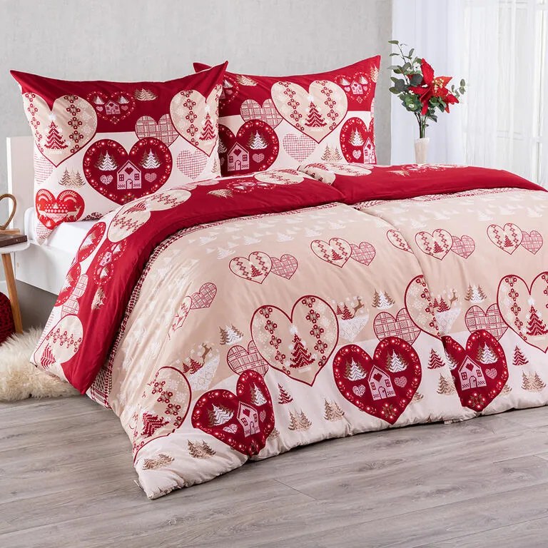 Lenjerie de pat din microfibră INIMĂ 2x pat simplu