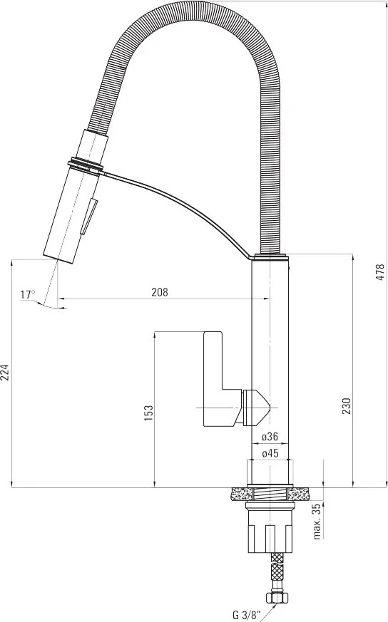 Baterie bucatarie extractabila finisaj crom Gerbera BGB_072M