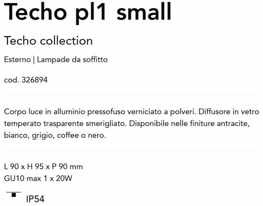 Spot aplicat modern Techo pl1 small gri