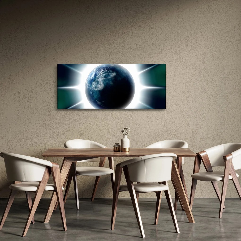 Tablou cu planeta iluminată (120x50 cm)
