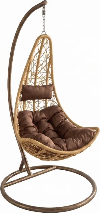 Scaun suspendat galben AMAZONIA cu suport