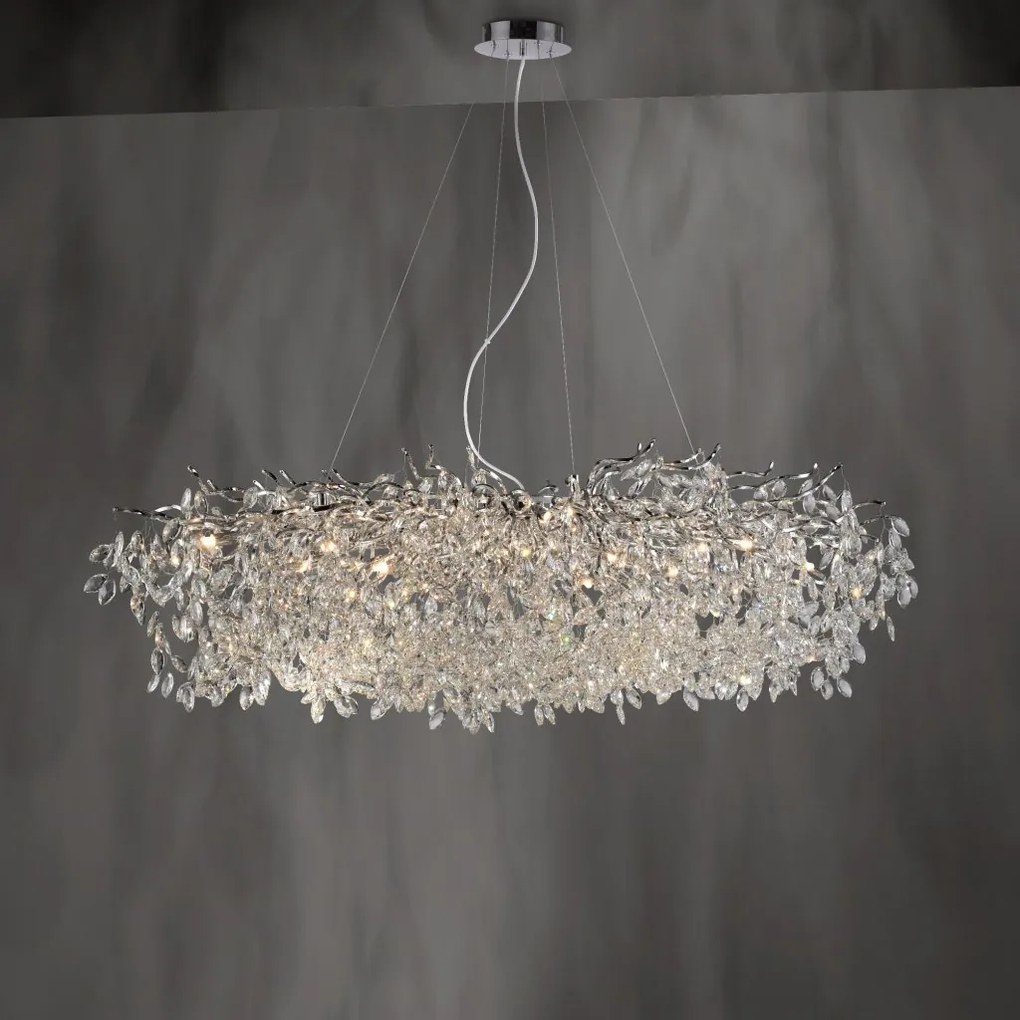 Lustra suspendata design magnific RICICLE crom, 70x150cm