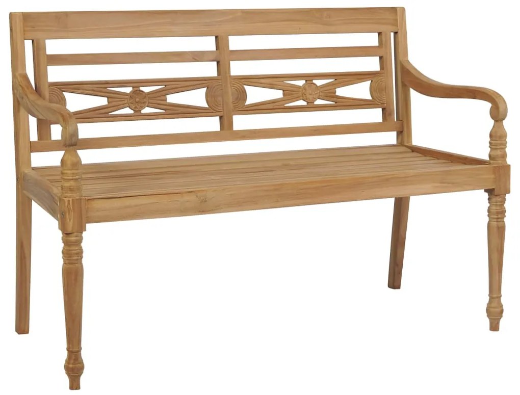 3062173 vidaXL Bancă Batavia cu pernă albastru deschis, 120 cm lemn masiv tec