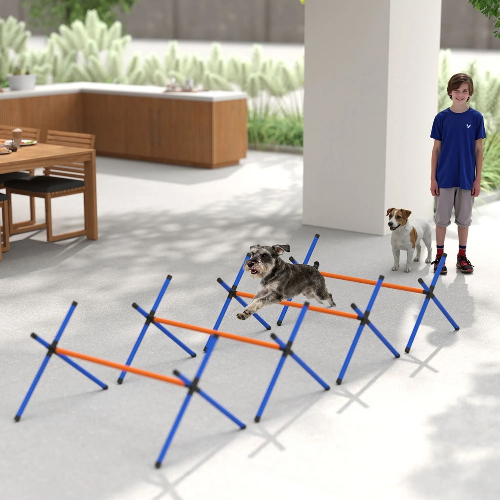 PawHut Set Agility pentru câini, echipament Agility 4 piese cu obstacole, geantă de transport, set reglabil de antrenament pentru câini mici | Aosom Romania