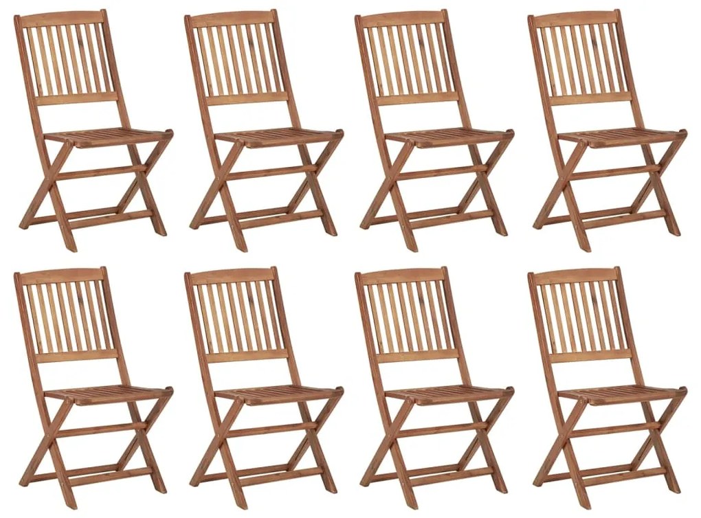 vidaXL Scaune pliabile de exterior, 8 buc., lemn masiv de acacia