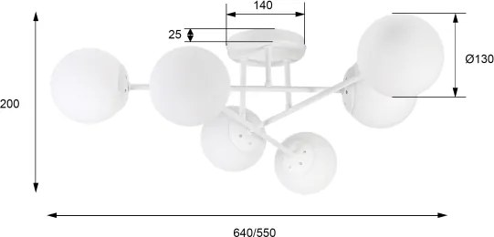 Lustră aplicată MALENA 6xE14/5W/230V albă
