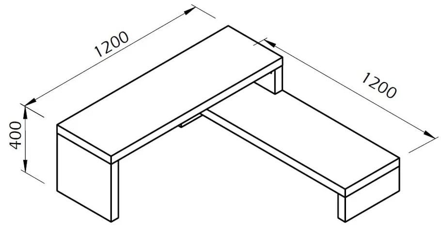 Masă dublă TV TemaHome Cliff, 125 x 20 cm, negru - gri