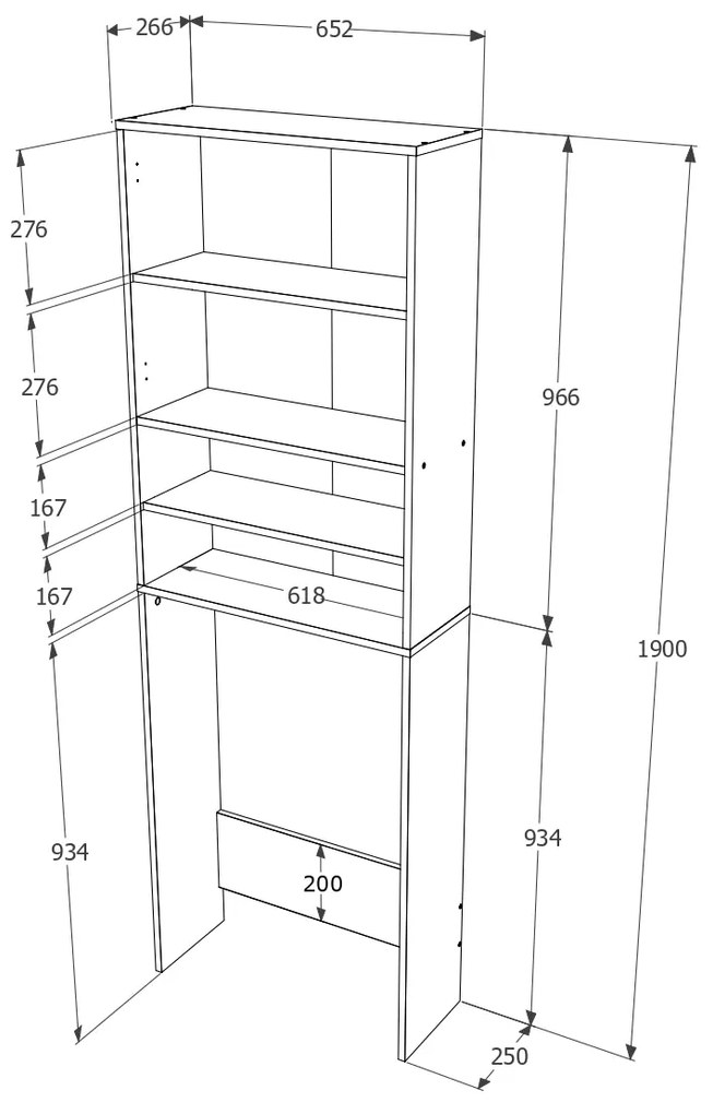 Dulap Masina de Spalat Fyn, Alb, 65 x 27 x 190 cm