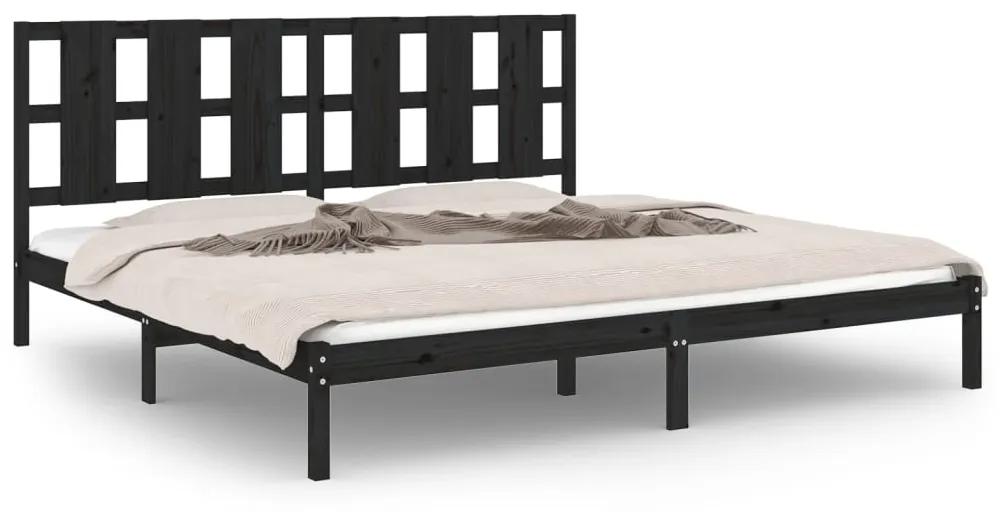 3105619 vidaXL Cadru de pat Super King, negru, 180x200 cm, lemn masiv