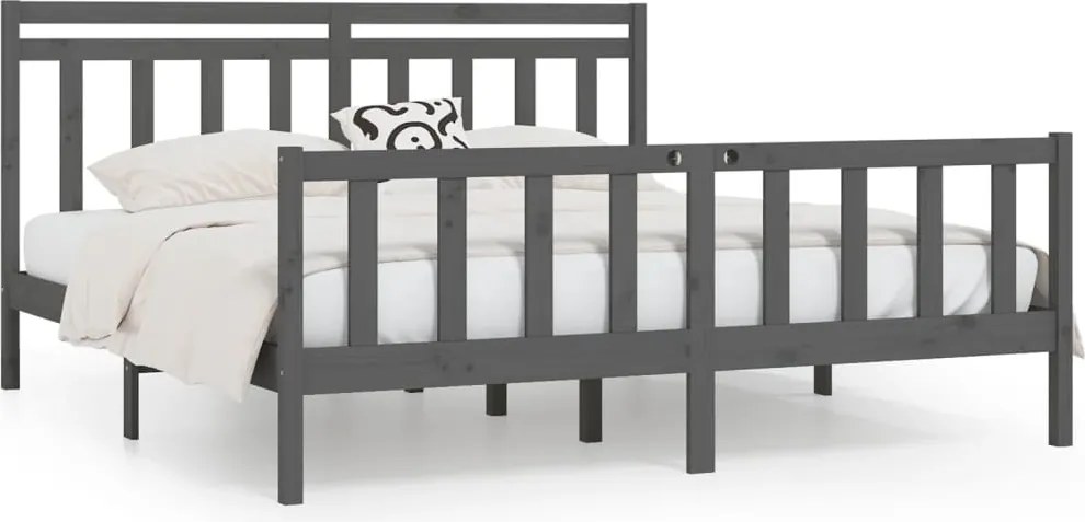 vidaXL Cadru de pat, gri , 200x200 cm, lemn masiv de pin