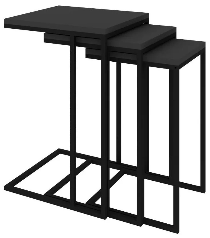 Set 3buc. măsuțe cafea Vudema (negru + antracit) . 1094342