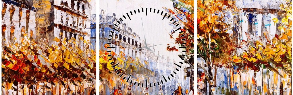 Tablou - Strada din Paris (cu ceas) (90x30 cm)