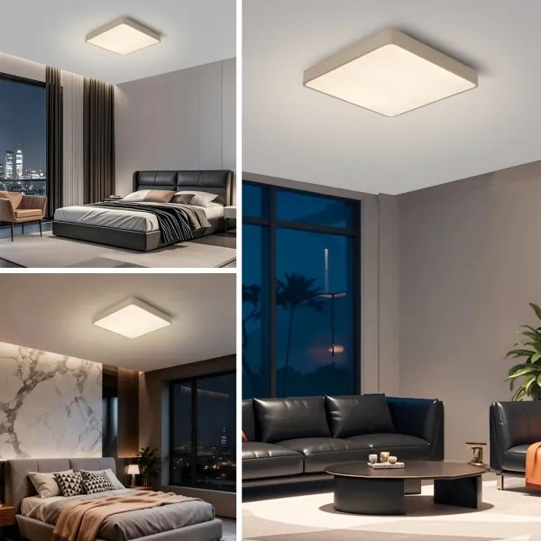 Brilagi-LED Plafonieră LED dimmabilă POOL, 48W, 230V, 3000-6000K, 50x50 cm, bej + telecomandă