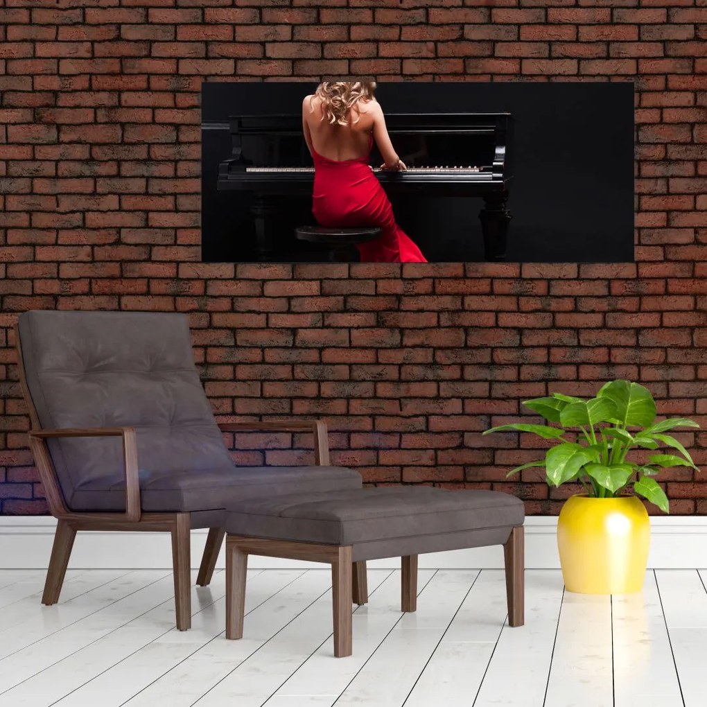 Tablou - Femeia cântând la pian (120x50 cm)