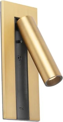 Aplica cu reader LED directionabil stil minimalist GABO USB C bronz