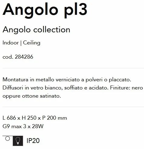 Plafoniera design geometric Angolo pl3 negru