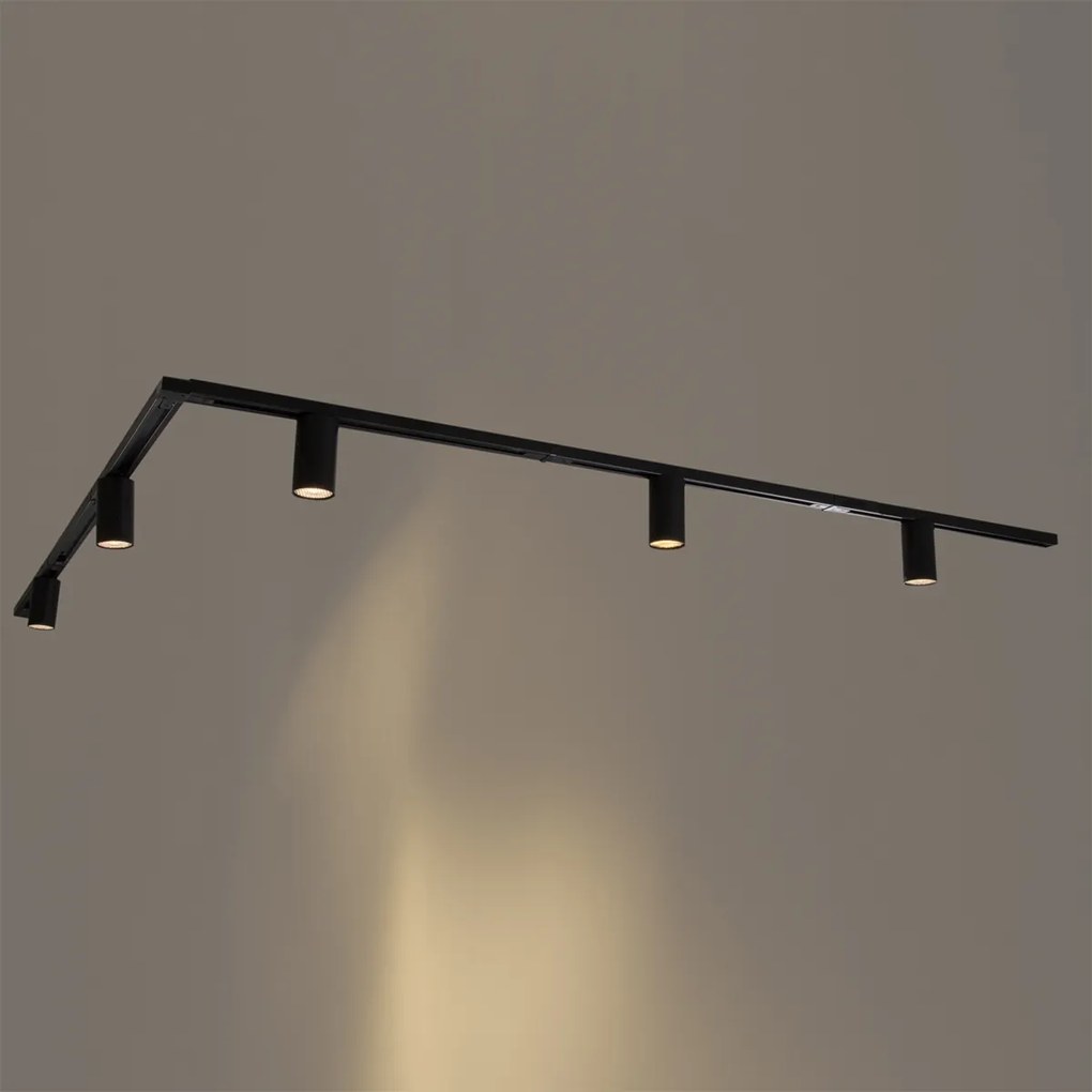 Sistem modern de iluminat pe șine cu 5 spoturi negre monofazate GU10 50mm - Iconic Ruby