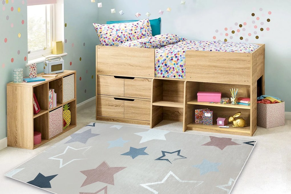 BAMBINO 48130 covor lavabil Stele pentru copii anti-alunecare - bej / gri