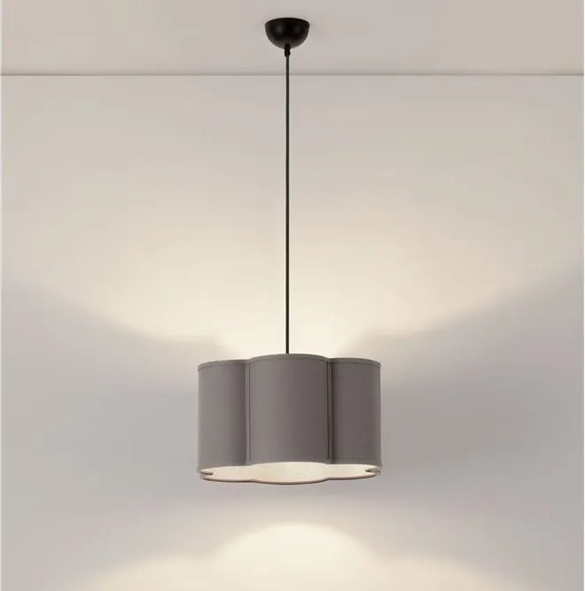 Lustra suspendata cu abajur textil gri BLOOSY