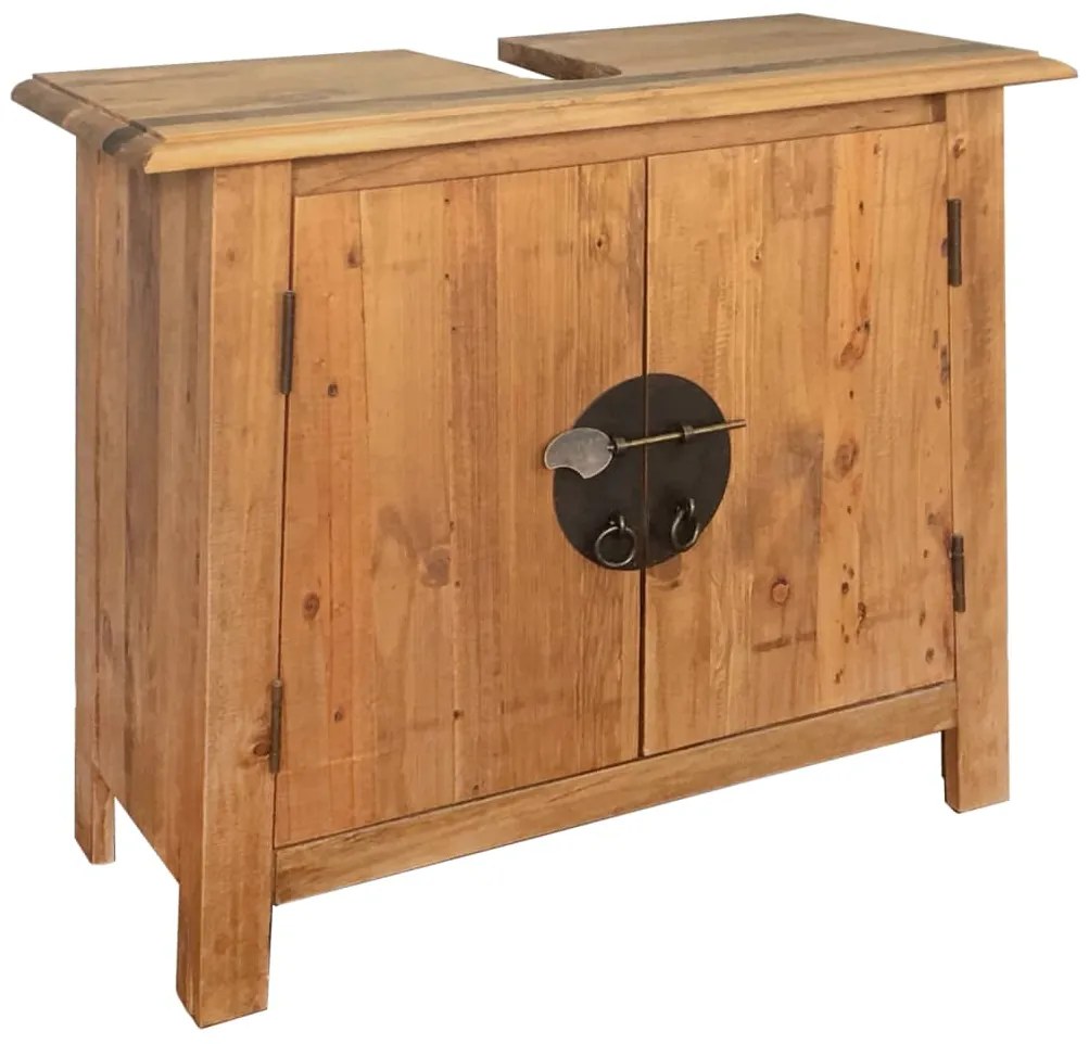 246035 vidaXL Dulap de chiuvetă baie, Lemn masiv de pin reciclat 70x32x63 cm
