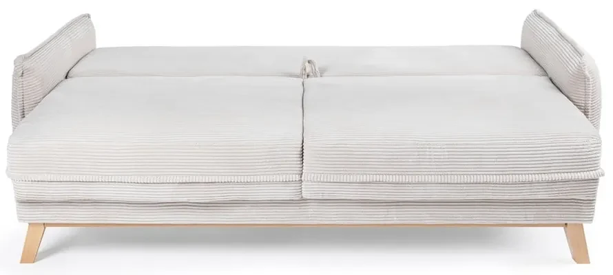 Canapea bej extensibilă cu tapițerie din catifea reiată 218 cm Tori – Bonami Selection