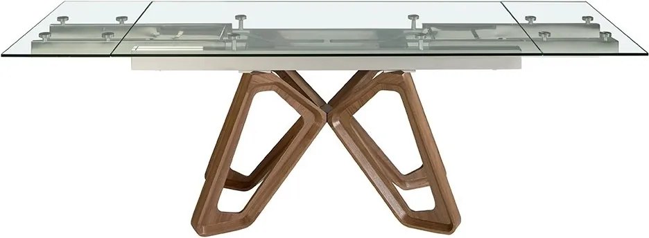 Masa extensibila deosebita design LUX Walnut-Glass 160-240x90cm