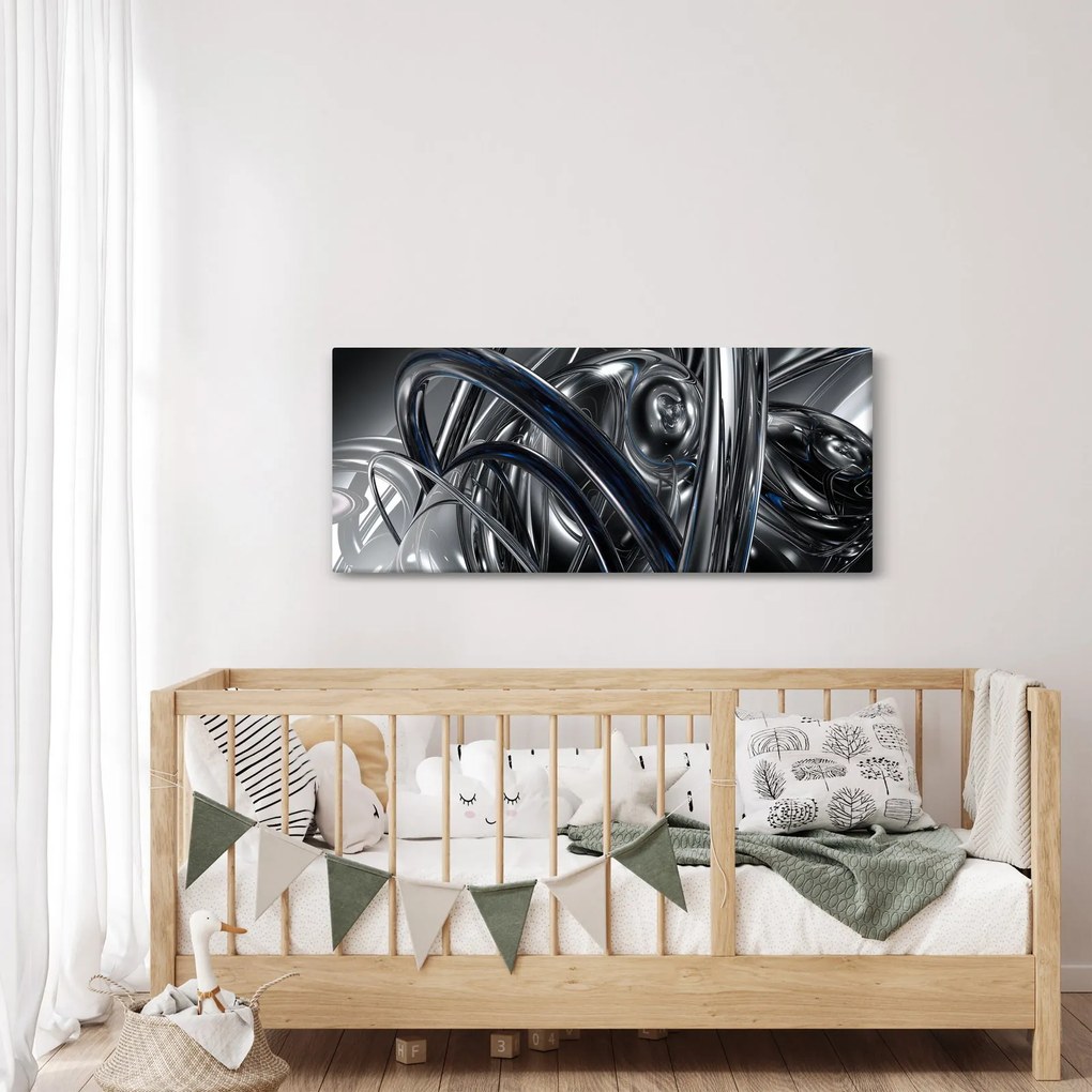 Tabloul cu abstracție gri cu albastru (120x50 cm)