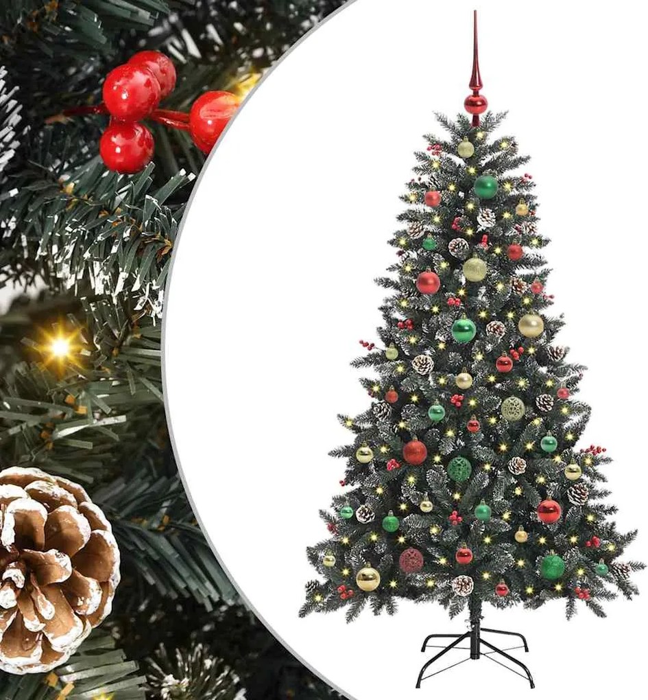 vidaXL Brad de Crăciun artificial Verde 150 cm PVC și Plastic și Oțel