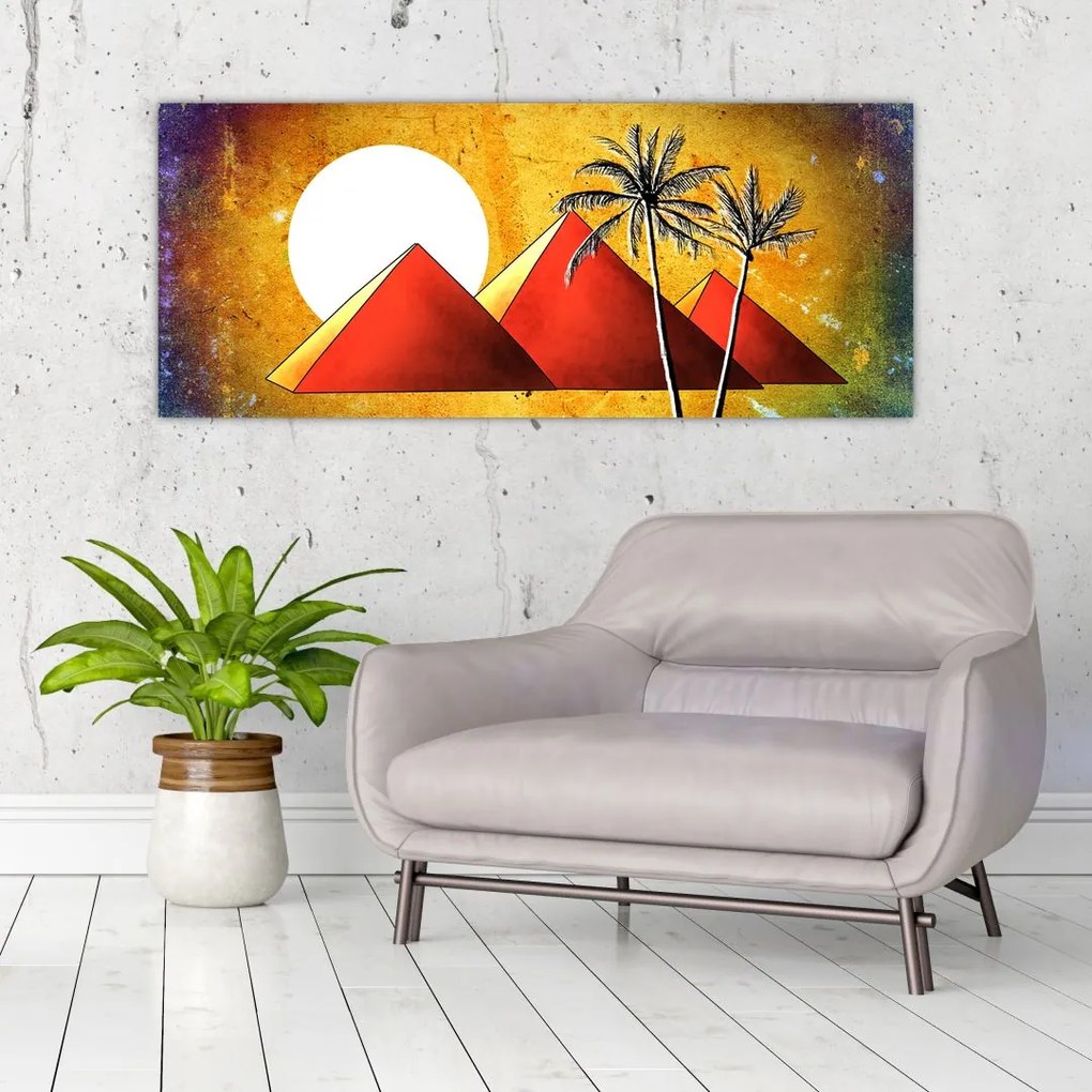 Tablou cu piramidele egiptene pictate (120x50 cm)
