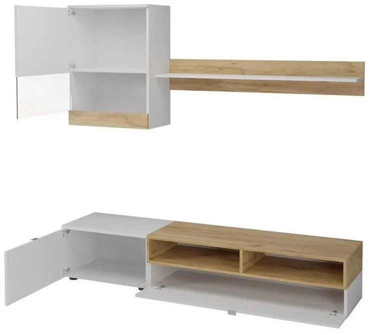 Mobilier living Raha (alb + pin andersen). 1087434