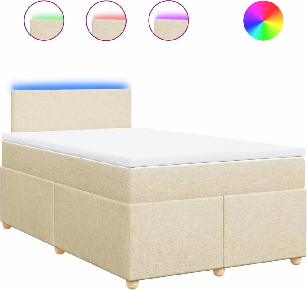 vidaXL Pat continental cu saltea, crem, 120x190 cm, textil