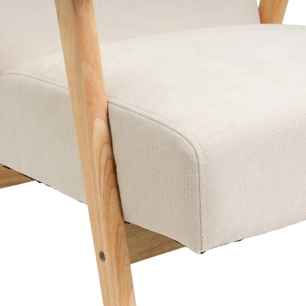 Fotoliu alb cu tapițerie din chenille Vintage – Casa Selección