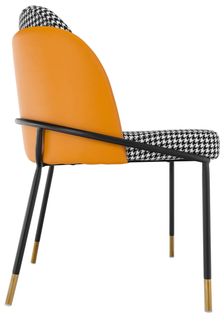 Scaun de luat masa, model alb-negru / piele ecologică camel, KIRNA