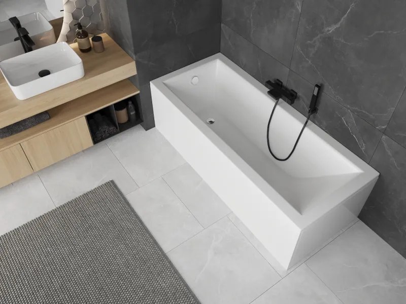 Mexen Cubik cadă dreptunghiulară 150 x 70 cm cu carcasă, albă - 55031507000X
