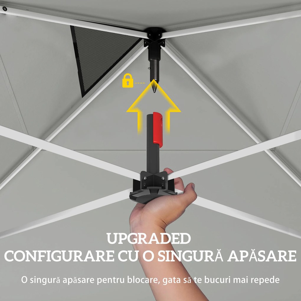 Outsunny Pavilion 3x3 m Pop-Up cu Buzunare, UPF 50+, cu Saci de Nisip și Geantă cu Roți | Aosom Romania