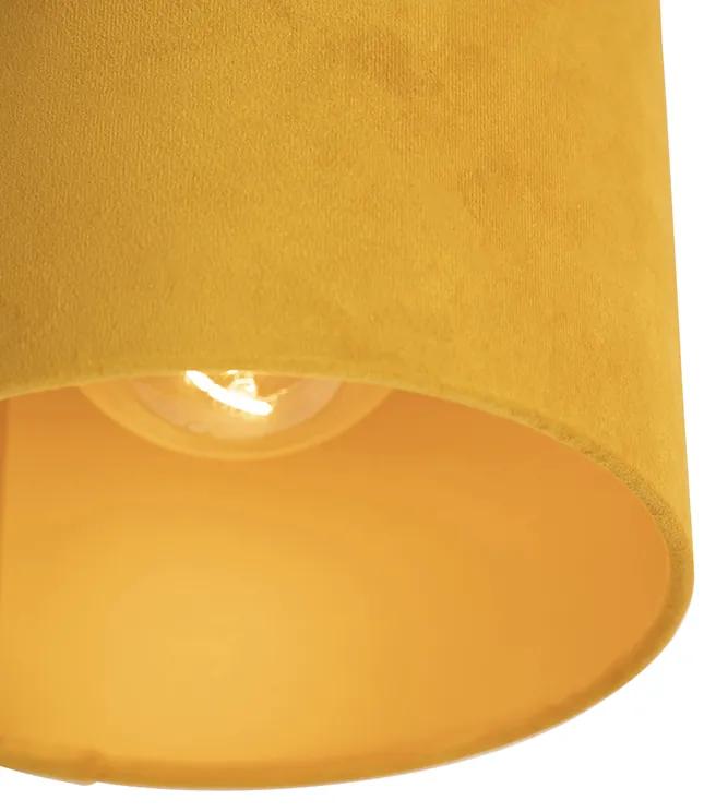 Lampă de tavan cu nuanță de velur ocru cu aur 20 cm - negru Combi