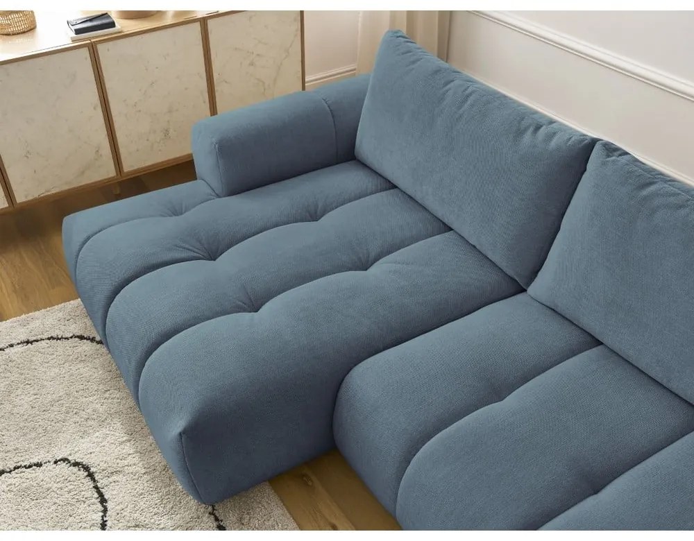 Colțar albastru extensibil/cu spațiu de depozitare (cu colț pe partea stângă/cu șezlong) Fuji – Bobochic Paris