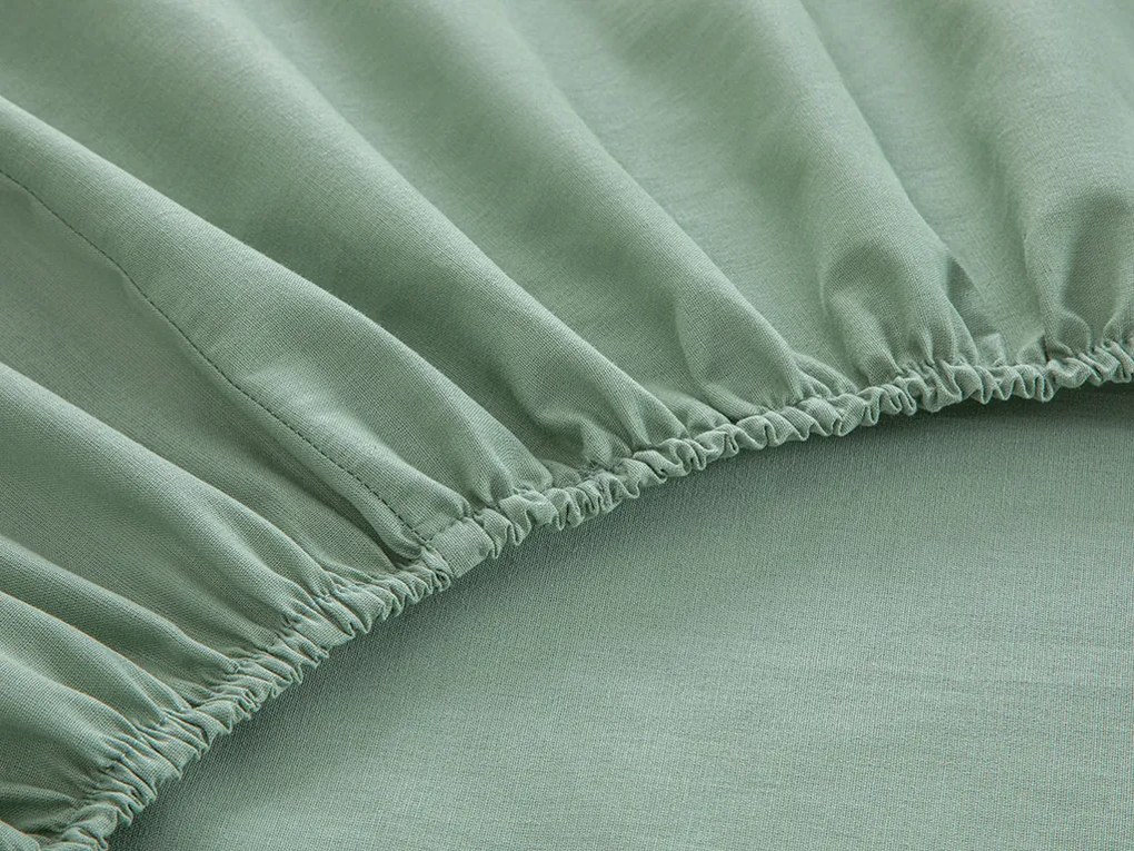 Drept Din Bumbac Pentru Două Persoane Cearșaf Elastıc 160x200 Cm Verde Porumbă