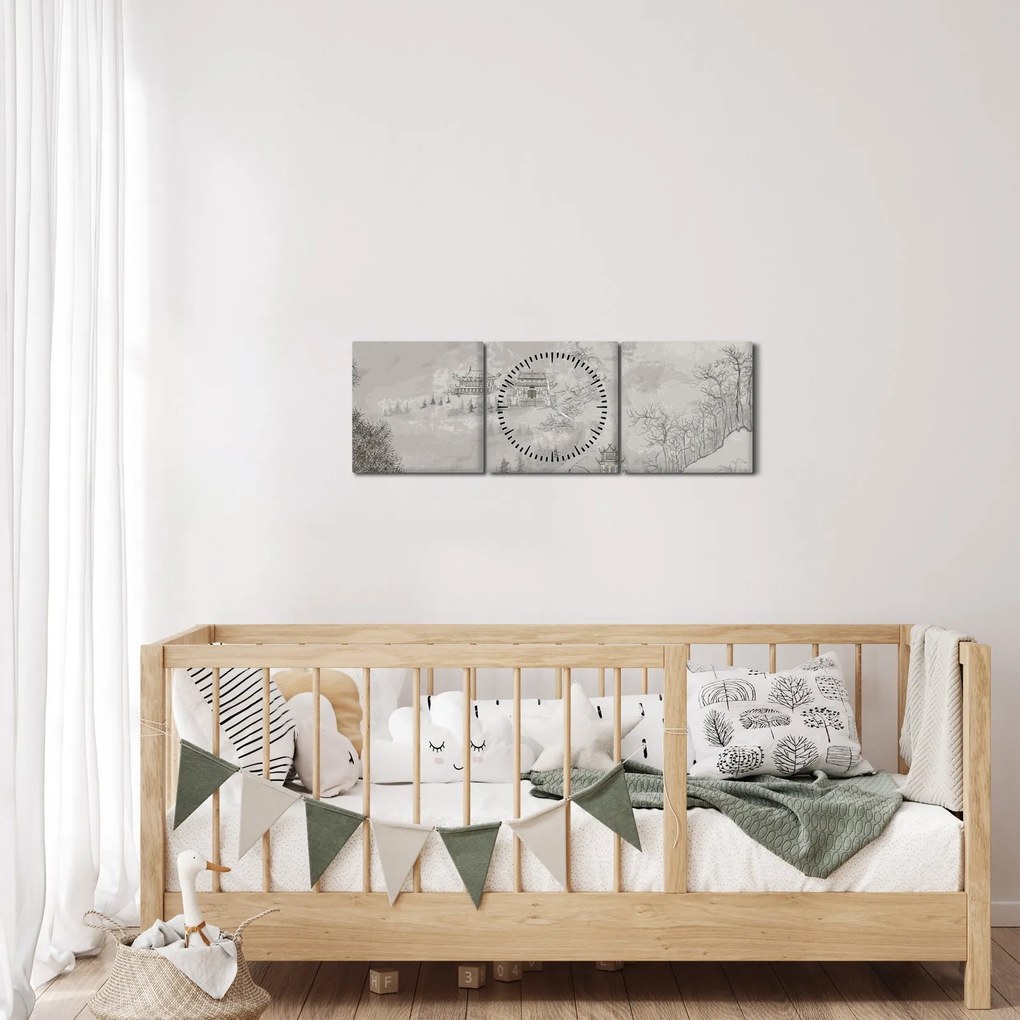 Tablou - Peisaj chinezesc (cu ceas) (90x30 cm)