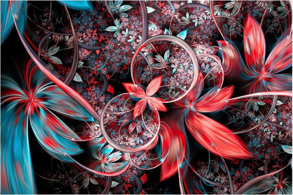 Tablou abstract cu flori exotice (90x60 cm)