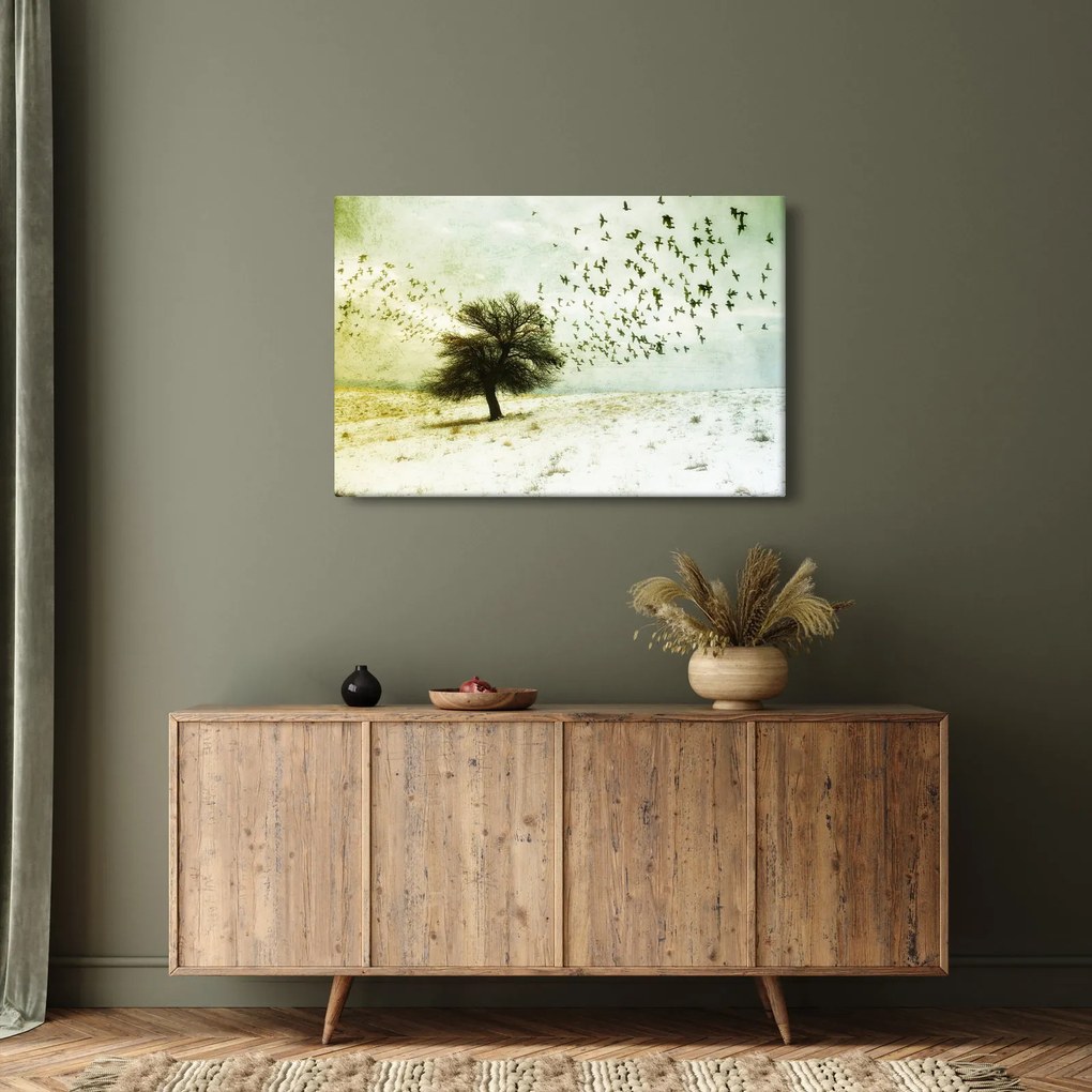 Tablou - cu multe păsări pictate (90x60 cm)