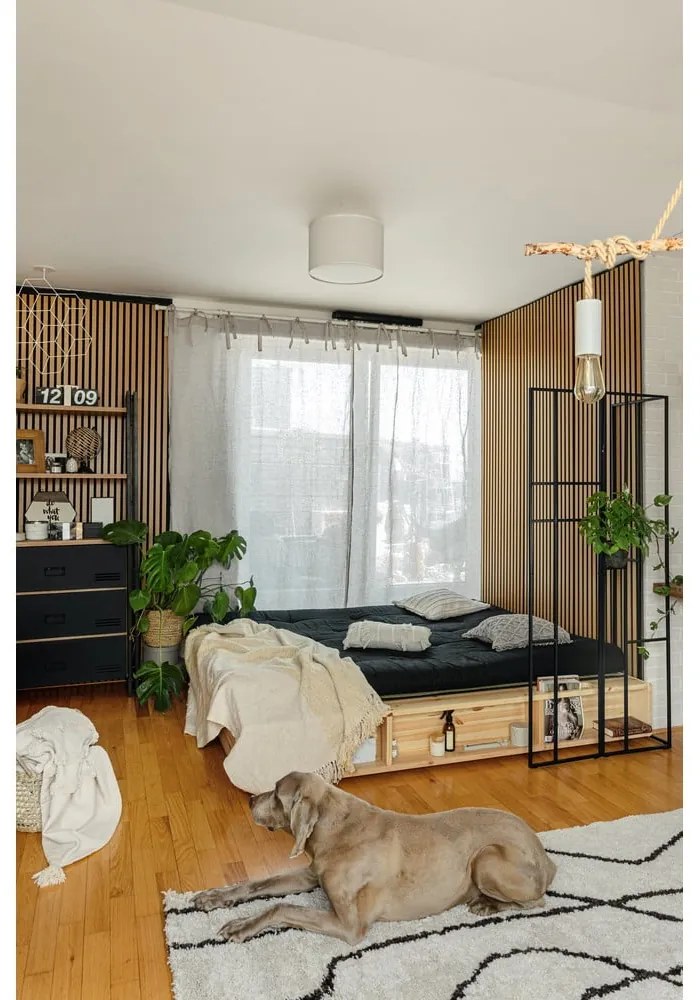 Pat matrimonial din lemn masiv de pin cu somieră 180x200 cm Ziggy – Karup Design