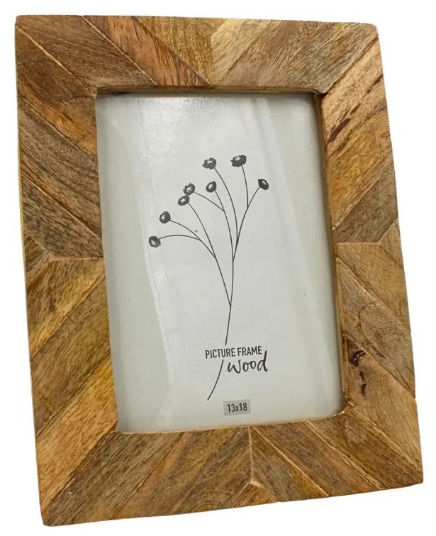Ramă foto, din lemn de mango, 13x18 cm – model rustic cu textură naturală