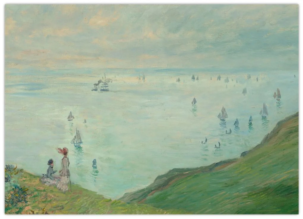 Tablou pe sticlă - Henri Fantin-Latour, Cliffs at Pourville, reproducere (70x50 cm)