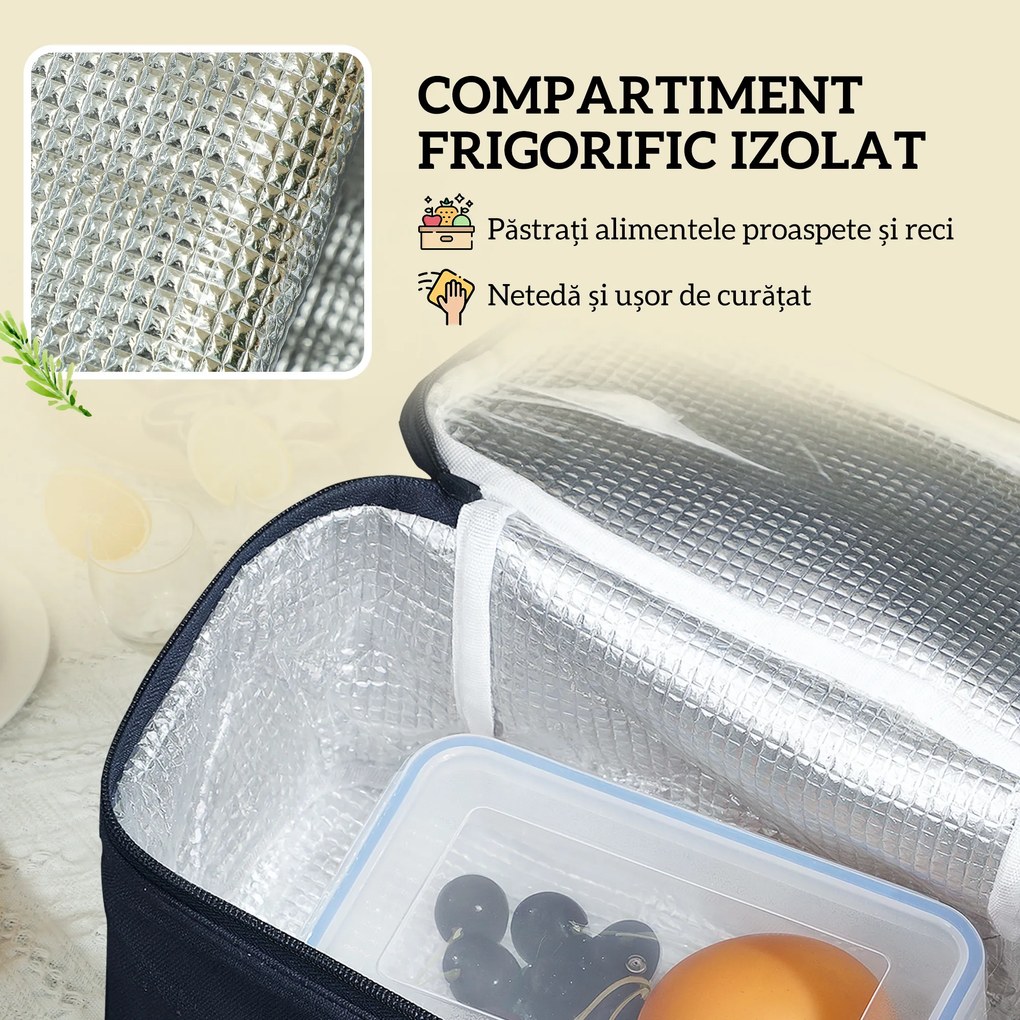 Outsunny Coș de Picnic pentru 4 Persoane cu Zonă Frigorifică și Accesorii 54x34x20 cm | Aosom Romania