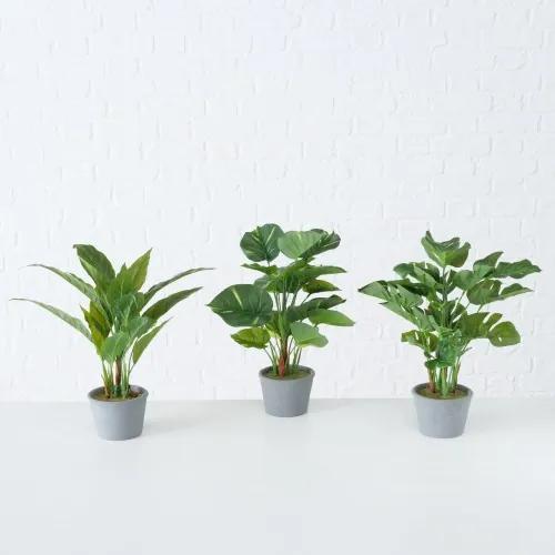 Planta artificiala in ghiveci Monstera Verde / Gri, Modele Asortate, H35 cm