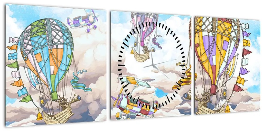 Tablou - Expediție în nori (cu ceas) (90x30 cm)