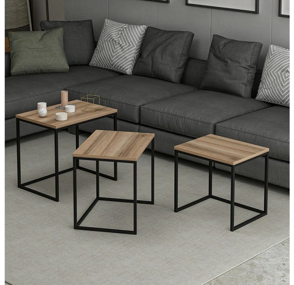 Set 3buc. măsuțe cafea Losuku 7 (Nuc) . 1094350