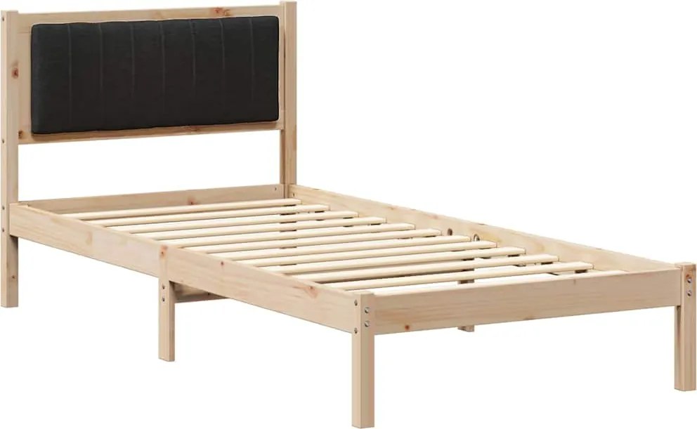 vidaXL Cadru de pat cu tăblie tapițată cu headboard Negru 90 x 200 cm